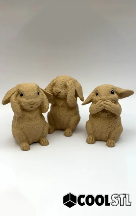 Three Cute Bunnies STL – 3D Printable
