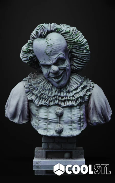 Pennywise Bust STL – Horror Clown 3D Printable Model
