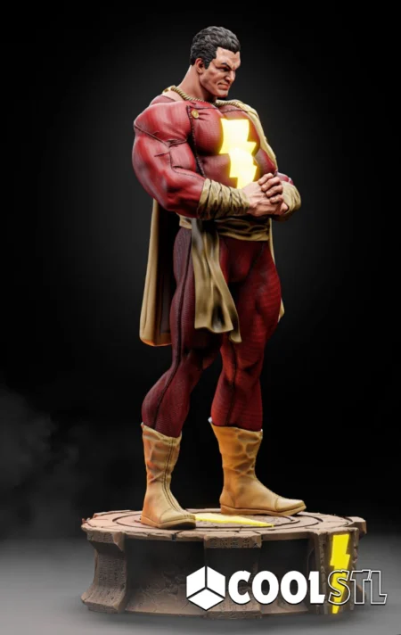 Shazam Statue STL – 3D Printable Superhero Figure