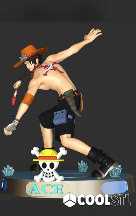 Portgas D Ace in Action STL File- 3D Printable (Digital Download)