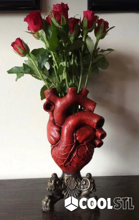 Heart-Shaped Flower Vase STL – 3D Printable Desktop Plant Pot for Home & Gift Decor
