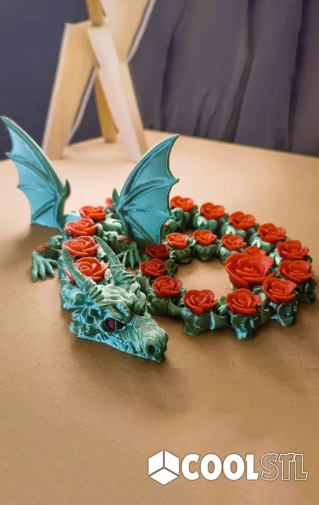 Articulated Flexi Dragon – Rosewing STL | 3D Printable Fantasy Fidget Dragon