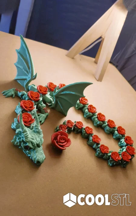 Articulated Flexi Dragon – Rosewing STL | 3D Printable Fantasy Fidget Dragon