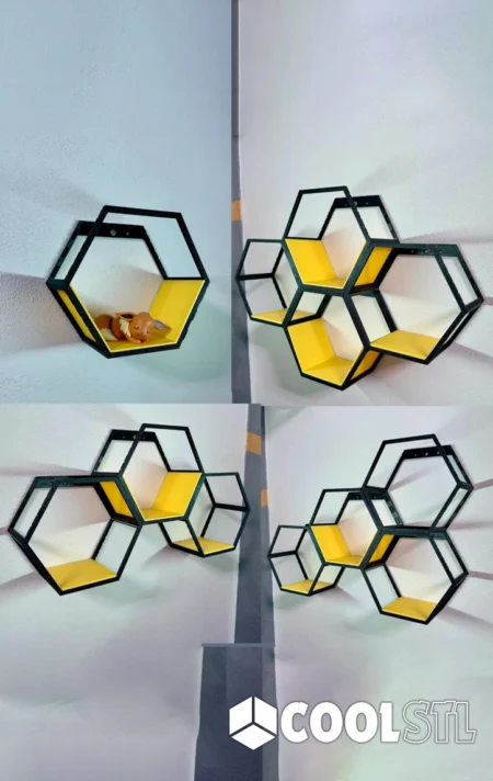Hexagonal Modular Shelf 15cm STL – 3D Printable Wall-Mounted Storage System
