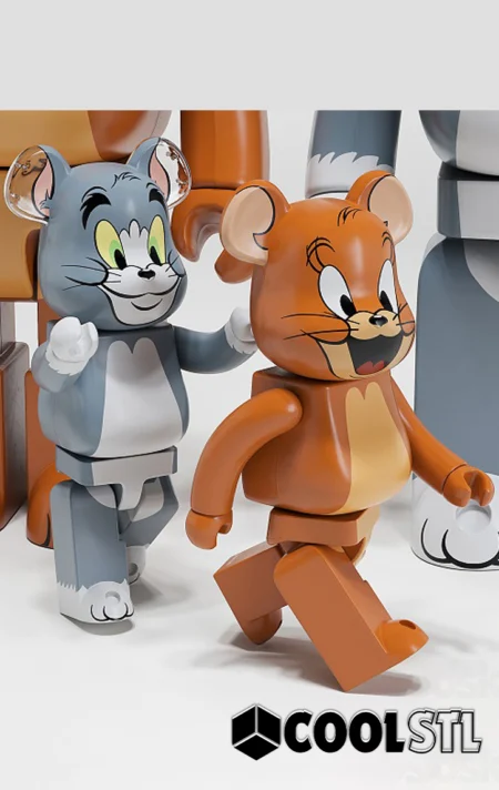 Bearbrick Tom & Jerry STL – Stylized 3D Printable Designer Toy