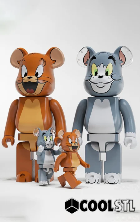 Bearbrick Tom & Jerry STL – Stylized 3D Printable Designer Toy