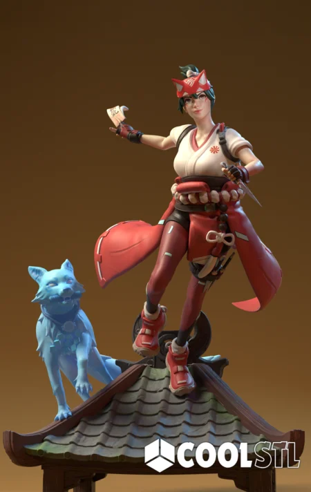 Kiriko & Kitsune Spirit STL – 3D Printable Overwatch 2 Fanart Figure