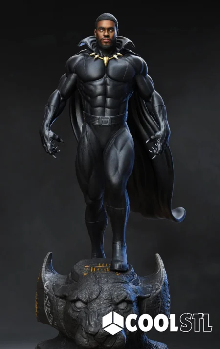 Black Panther on Panther Base STL – 3D Printable Marvel Hero