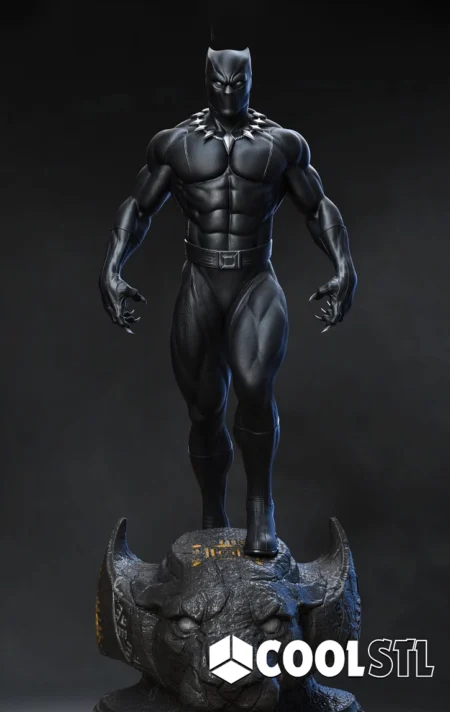 Black Panther on Panther Base STL – 3D Printable Marvel Hero