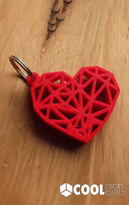 Geometric Heart Key Ring STL – 3D Printable
