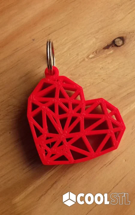 Geometric Heart Key Ring STL – 3D Printable