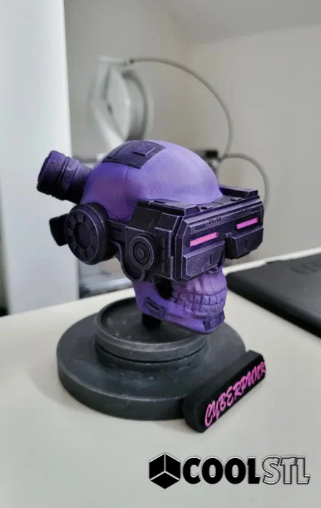 Cyberpunk Style Skull STL – 3D Printable Futuristic Skull Sculpture