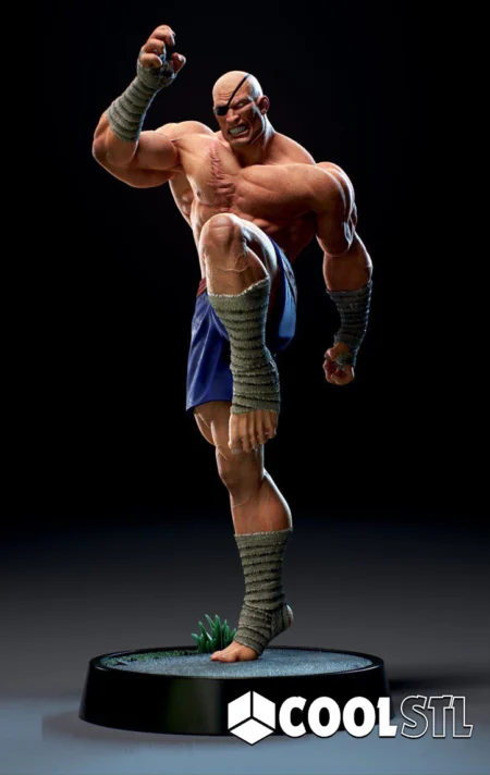 Sagat STL Files Action Pose from Street Fighter