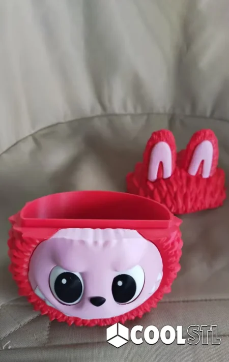 Labubu Storage Box with Rotating Eyes STL – 3D Printable