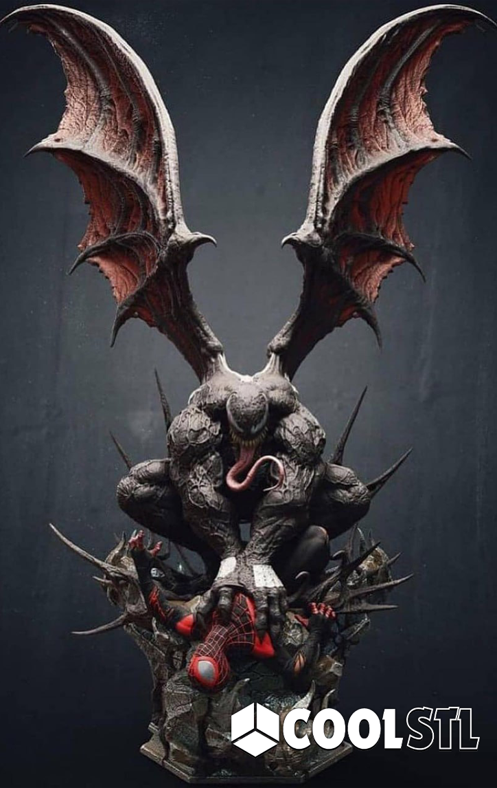 Winged Venom vs Miles Morales STL File- 3D Printable