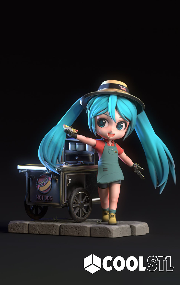 Hatsune Miku Hot Dog STL File- 3D Printable (Digital Download)