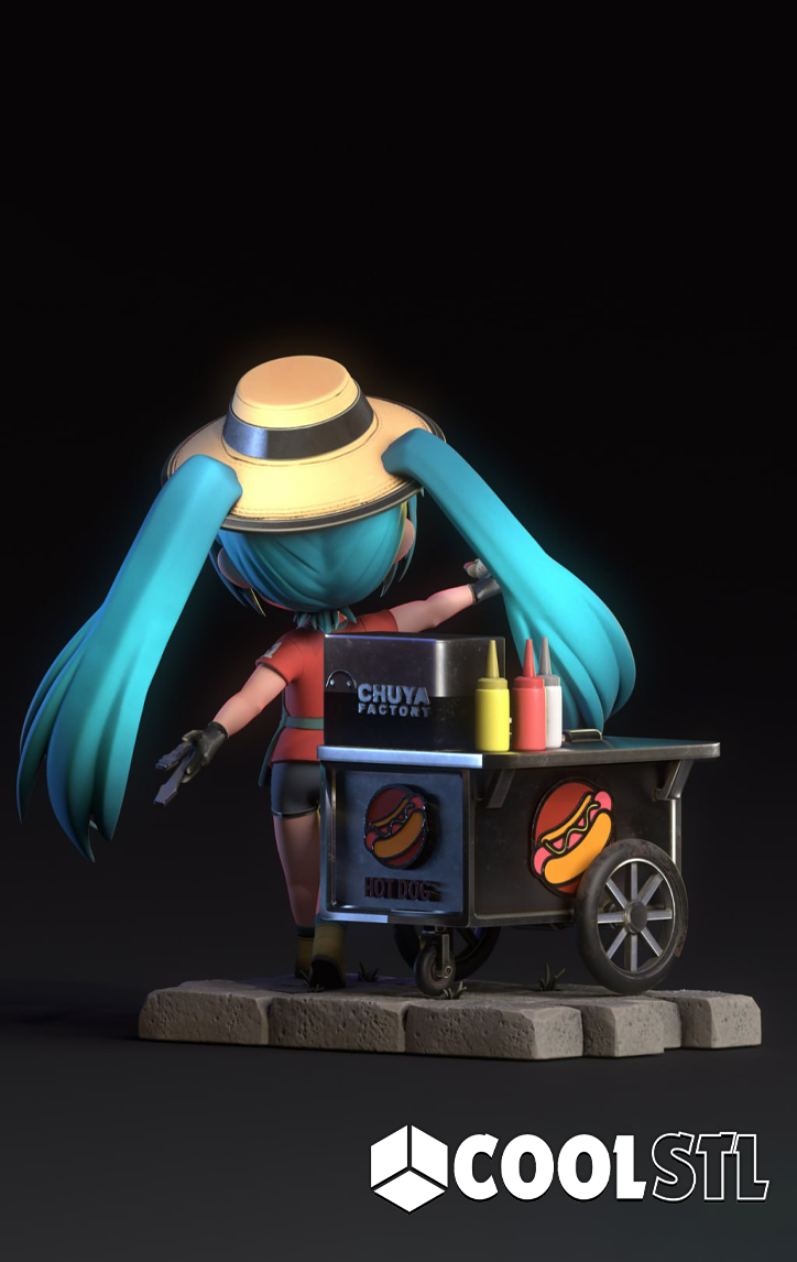 Hatsune Miku Hot Dog STL File- 3D Printable (Digital Download)