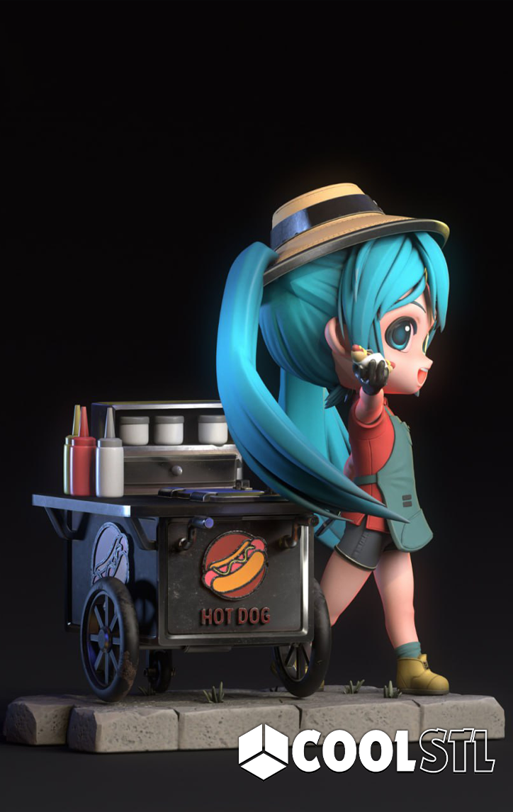 Hatsune Miku Hot Dog STL File- 3D Printable (Digital Download)