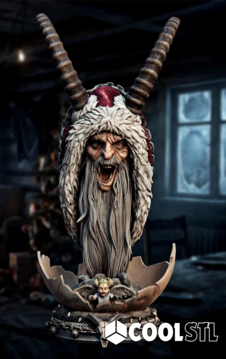 Krampus Portrait Bust STL File- 3D Printable (Digital Download)