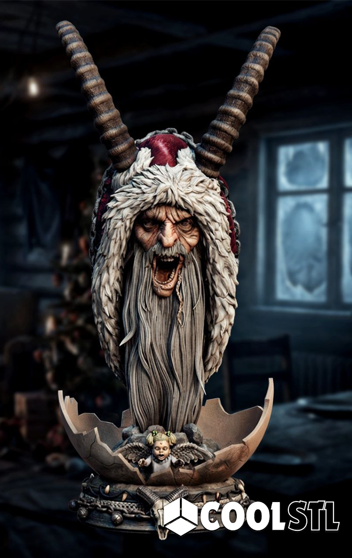 Krampus Portrait Bust STL File- 3D Printable (Digital Download)